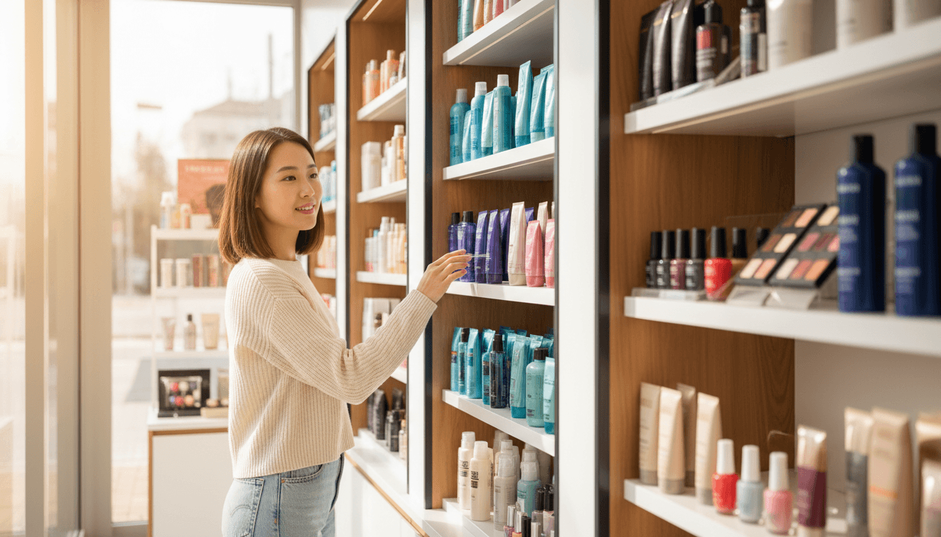 Customer shopping for beauty products at Jac Beauty Store in Los Angeles